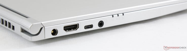 Слева есть коннектор питания, HDMI 1.4, USB Type-C Gen. 1, аудиовыход