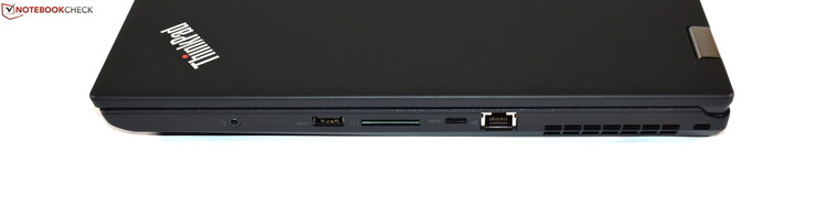 Правая сторона: аудио разъем, USB 3.0 type A, картридер, USB 3.1 Gen 1 type C, Ethernet, слот Kensington