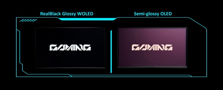 Глянцевое покрытие экрана RealBlack обеспечивает более глубокий черный цвет по сравнению с матовыми OLED-дисплеями. (Источник изображения: Gigabyte)