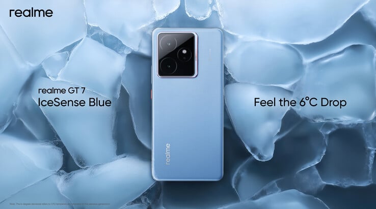 Realme GT 7 в цвете IceSense Blue. (Источник изображения: X)