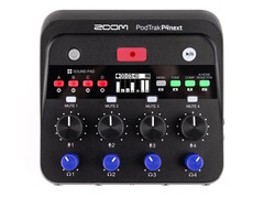 Zoom PodTrak P4next позволяет создавать отполированные подкасты благодаря искусственному шумоподавлению, полировке вокального тона и сжатию звука. (Источник изображения: Zoom)