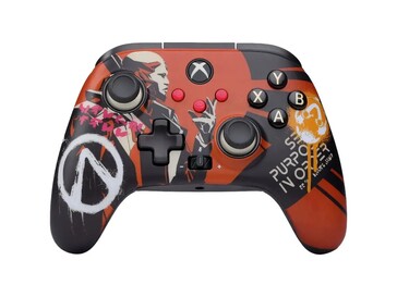 Контроллер Borderlands 4 выполнен в оранжево-черной цветовой гамме с фресками и логотипами, взятыми из игры. (Источник изображения: PowerA)