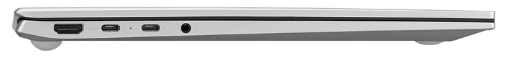 Левая сторона: HDMI, 2x Thunderbolt 4/USB 4 (Type-C; Power Delivery, DisplayPort), аудио разъем
