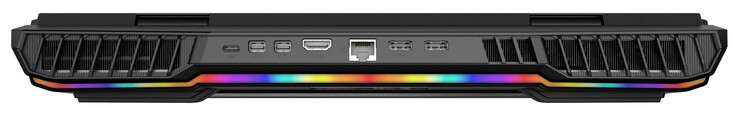 Задняя сторона: USB 3.2 Gen 2 (Type C), 2x Mini Displayport (1.4, G-Sync), HDMI (version 2.1, HDCP 2.3), 2.5-Гбит Ethernet, 2х разъем питания