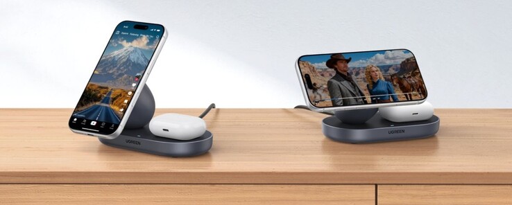 Магнитное беспроводное зарядное устройство Ugreen 15 Вт 2-в-1. (Источник изображения: Ugreen)