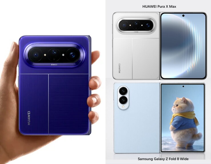 Galaxy Z Fold8 Wide рендерится рядом с Huawei Pura X Max.