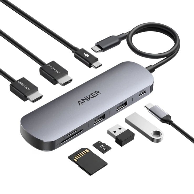 Концентратор Anker Nano USB-C (8-в-1, двойной дисплей)