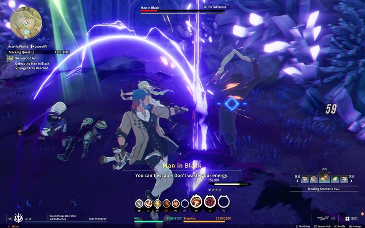 В отличие от большинства MMORPG, которые полагаются на чередование умений и жонглирование тайниками, Star Resonance предлагает бой, ориентированный на действие. (Источник изображения: Darryl Linington - Notebookcheck)