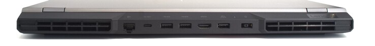 Задняя сторона: Ethernet, USB-C 3.1 (DisplayPort 1.4, зарядка PD), 2x USB Type-A (3.2 Gen 1), HDMI, USB Type-A (3.2 Gen 1/запитан постоянно), разъем питания