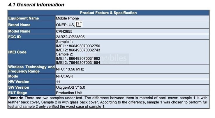 Листинг FCC OnePlus 13. (Источник изображения: 91Mobiles)
