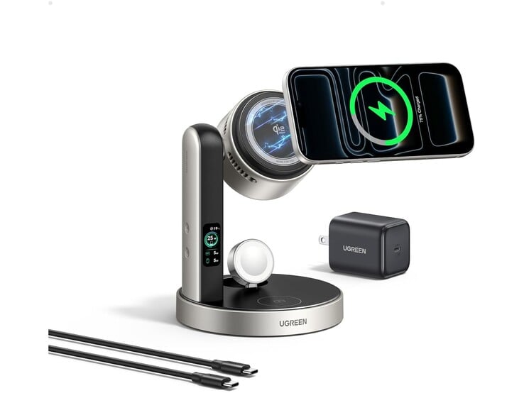 Зарядная станция поставляется в комплекте с адаптером и кабелем USB-C