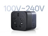 Зарядное устройство Ugreen X575 поддерживает широкий диапазон напряжений. На снимке: рекламное изображение, на котором показана нижняя часть адаптера.