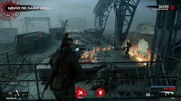 На изображении: скриншот игрового процесса из игры «Zombie Army 4».