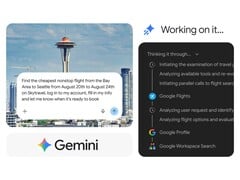 Gemini Spark обрабатывает запрос на поиск авиабилетов в браузере Chrome и инициирует бронирование