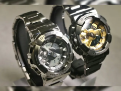 Casio G-Shock GM-110D-8A в серебристом цвете (слева) и GM-110BD-1A9 в черном цвете с золотым циферблатом (справа). (Источник изображения: @geesgshock на Instagram)
