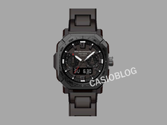 Часы Casio Pro Trek x White Mountaineering PRW-B1000WM-1, изображенные с текстом Casioblog на сером фоне. (Источник изображения: Casioblog)