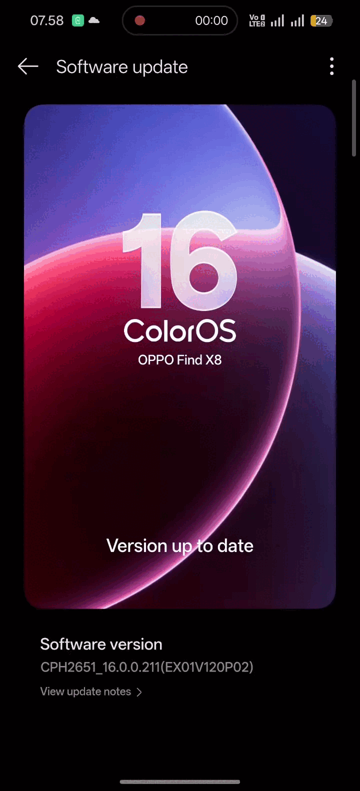 ColorOS 16 OTA на Oppo Find X8. (Источник изображения: Скриншот, предоставленный участником сообщества Oppo)