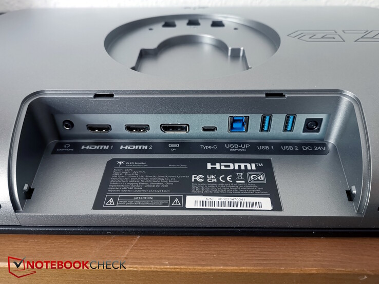 Слева направо: Наушники, 2x HDMI, DP, USB-C, USB-B Up, 2x USB-A, питание