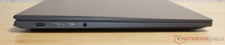Левая сторона: HDMI, 2x USB 4 (Thunderbolt, DisplayPort, Power Delivery), аудио разъем