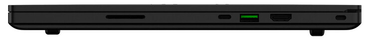 Правая сторона: картридер, Thunderbolt 3 (Type-C; DisplayPort, Power Delivery), USB 3.2 Gen 2 Type-A, HDMI, слот замка Kensington