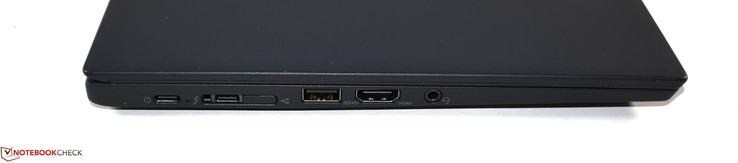 Слева: USB 3.1 Gen 1 Type-C, Thunderbolt 3, Mini Ethernet, коннектор док-станции, USB 3.0 Type-A, HDMI, аудио
