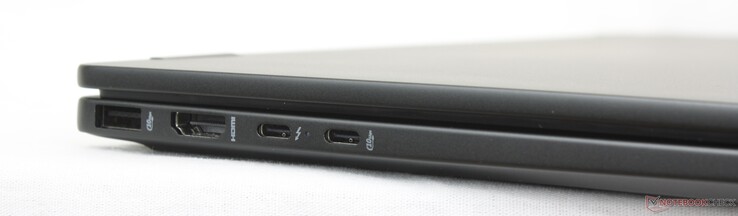 Слева: USB-A (10 Гбит/с), HDMI 2.1, USB-C Thunderbolt 4 w/ DisplayPort + Power Delivery, USB-C (10 Гбит/с) w/ DisplayPort + Power Delivery