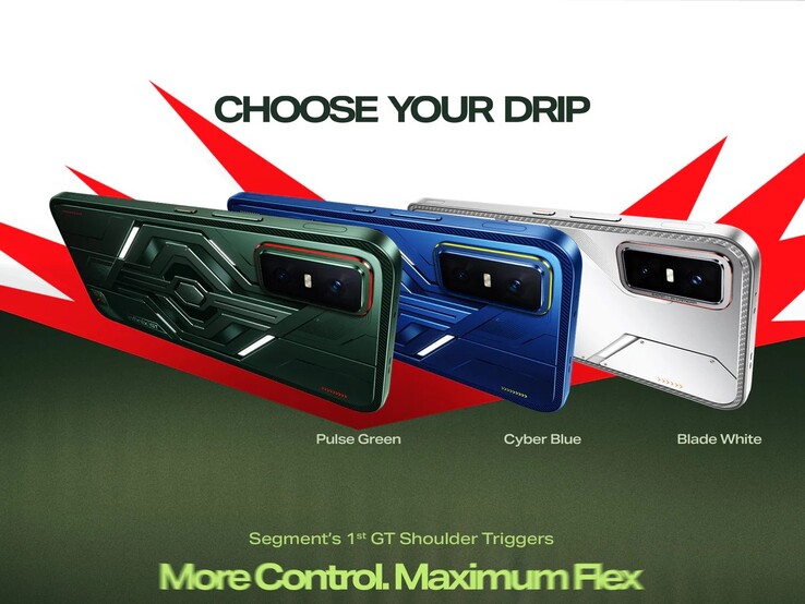 Infinix GT 30 доступен в цветовых вариантах shadow ash, blade white, cyber blue и pulse green (Источник изображения: Infinix)