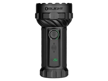 Фонарь Olight Marauder 3 оснащён индикатором заряда аккумулятора, отображающим оставшееся время работы.