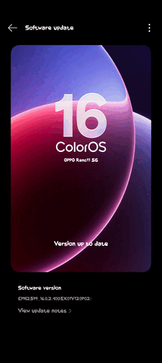 ColorOS 16 OTA на Reno 11 5G (Источник изображения: Oppo Community)