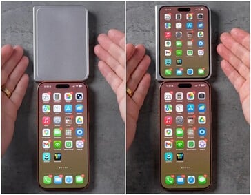 модель iPhone Ultra/Fold design рядом с iPhone 17 Pro Max.