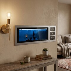 Ультраширокая панель имеет разрешение 480 x 1920 и поддерживает 10-точечное сенсорное управление с фоном, созданным искусственным интеллектом