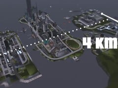 Вид с воздуха на карту 4KM GTA III Liberty City с тремя островами