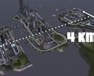 Вид с воздуха на карту 4KM GTA III Liberty City с тремя островами