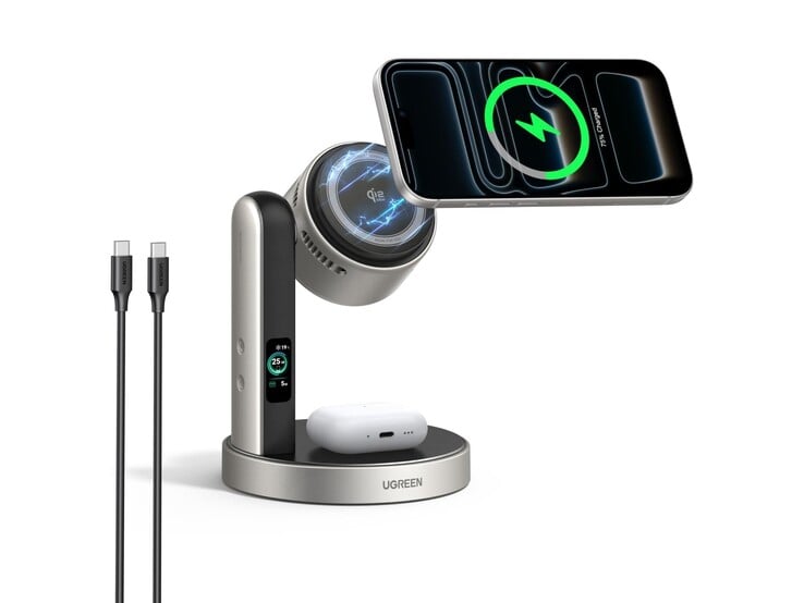 Новое зарядное устройство Ugreen 25 Вт «2 в 1» со встроенным вентилятором