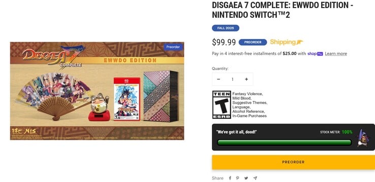 Disgaea 7 Complete: Состояние запасов Ewwdo Edition (Источник изображения: скриншот, NIS America)