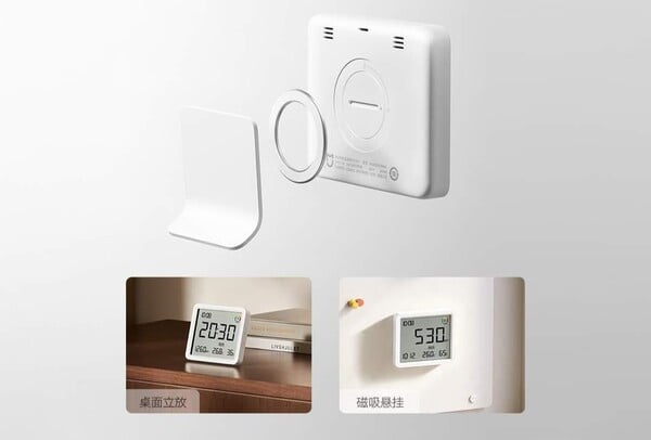 Xiaomi Smart Temperature and Humidity Monitor 3 Pro поставляется с металлической подставкой и кольцевым магнитом.