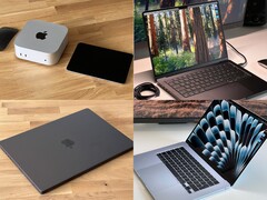 Коллаж из фотографий Apple Mac mini, MacBook Air и MacBook Pro, которые могут напоминать грядущую линейку M5 (Источник изображения: Notebookcheck)