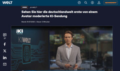 KI-Welt: Телеканал Welt TV запускает первое в Германии новостное шоу, полностью созданное искусственным интеллектом (Источник изображения: Welt TV)