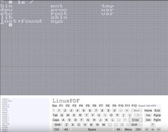 Консольный снимок экрана LinuxPDF, выполняющего команду 'ls' во время работы Linux внутри PDF-файла. (Источник изображения: Ading2210 на Github)