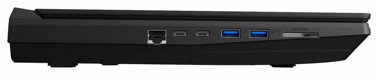 Левая сторона: гигабитный Ethernet, Thunderbolt 3, USB 3.1 Gen 2 Type-C, 2x USB 3.1 Gen 1 Type-A, картридер