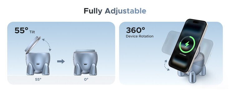 Зарядное устройство Ugreen Uno в форме ракеты может заряжать iPhone как в портретном, так и в альбомном положении. (Источник изображения: Ugreen)