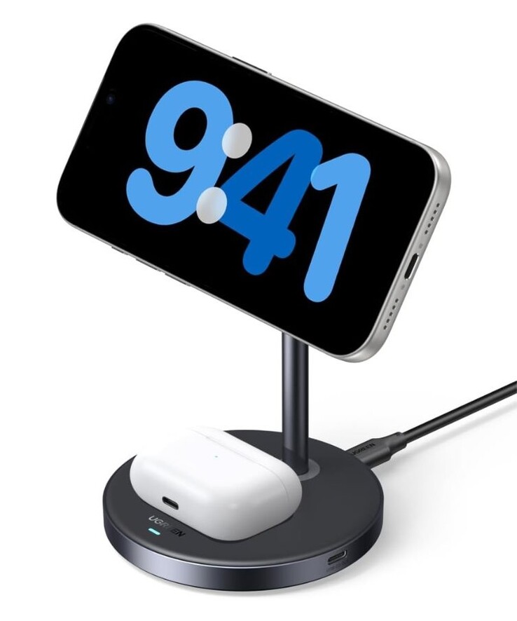 Изображение нового беспроводного зарядного устройства 2-в-1 Ugreen Zapix Qi2 15W.