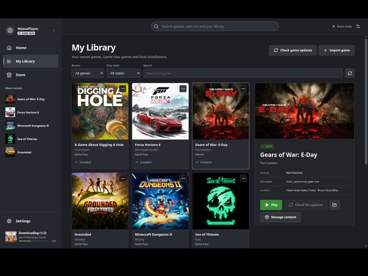 Вот как выглядит игровая библиотека лаунчера Xodus Nexus. (На изображении: скриншот лаунчера Xodus Nexus.)