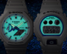 В серии Casio G-Shock Hidden Glow используется яркий подход с белой и голубой эстетикой наряду с люминесцентными циферблатами. На фото справа налево - Casio DW-6900HDS-7A1 и Casio GA2100HDS-7A. (Источник изображения: Casio)