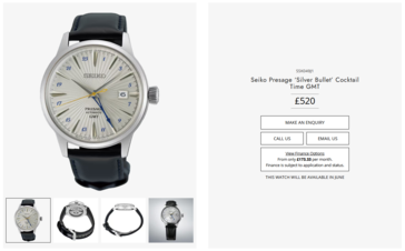 Официальное объявление о продаже часов Seiko Presage SSK049 в Великобритании...