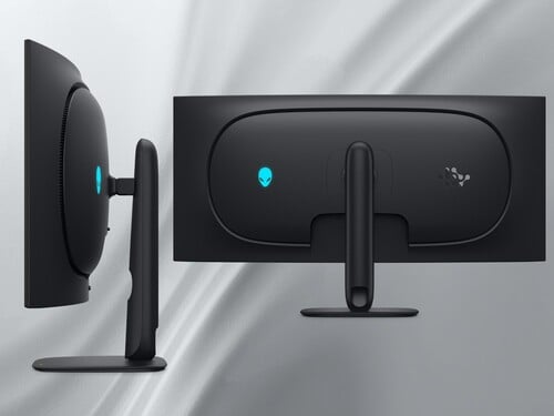 Показаны боковая и задняя стороны OLED-монитора Alienware AW3926QW 5K
