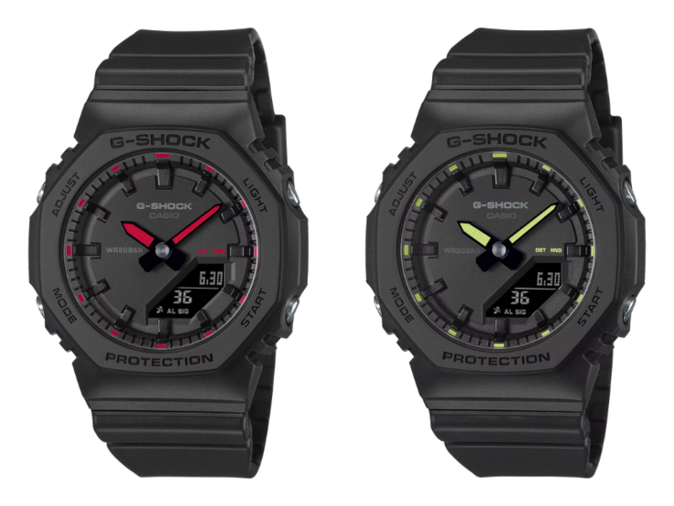 Часы Casio G-Shock GMA-P2100SA-1A1 (слева) и GMA-P2100SA-1A2 (справа). (Источник изображения: Casio)