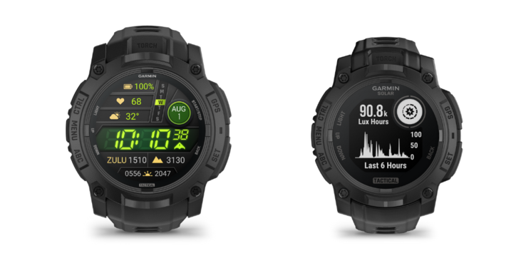 Слева направо: AMOLED и Solar версии смарт-часов Garmin Instinct 3 Tactical Edition. (Источник изображения: Garmin)