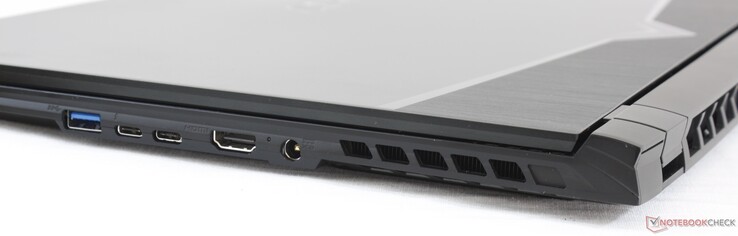 Правая сторона: USB 3.1 Type-A, USB Type-C + Thunderbolt 3, USB Type-C + DisplayPort 1.4, HDMI 2.0, разъем питания