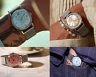 Часы Timex x Todd Snyder Marlin Mesh с циферблатами цвета «серебристый», «аква-синий» и «лососевый с солнечным узором» представлены как на запястье, так и без него.